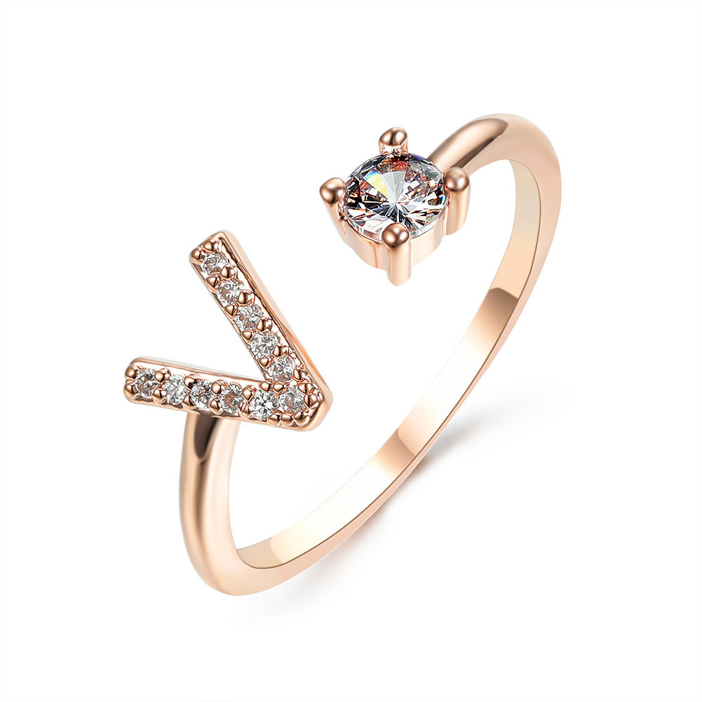 love letter – verstellbarer initialen-ring mit zirkonia in gold, silber oder roségold - lunastein