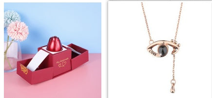 hot valentine's day gifts metal rose jewelry gift box necklace for wedding girlfriend necklace gifts schmuckneu