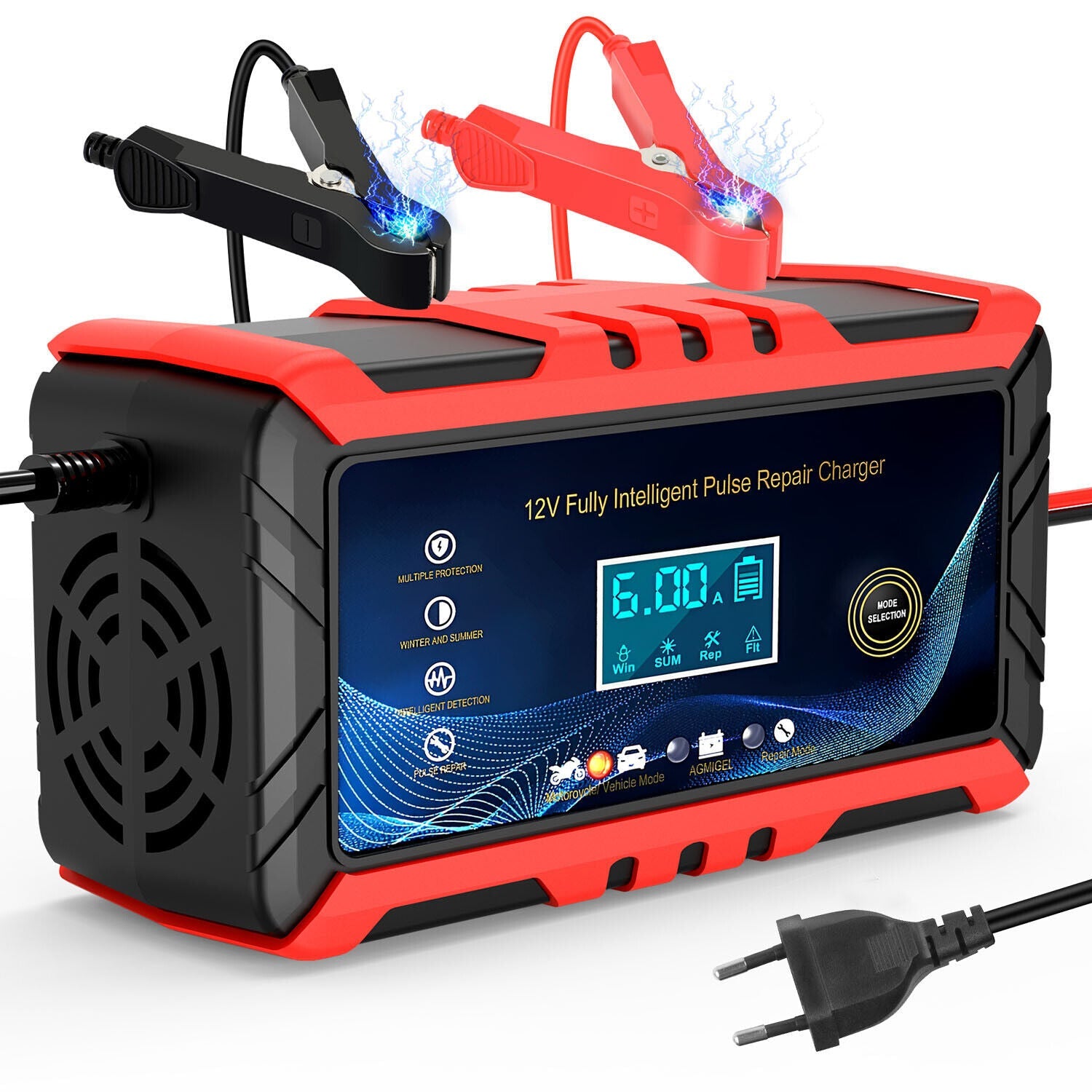 Car Intelligent Battery Charger Pulse Repair Trickle Charger 12V 6A Love Local Jewelry