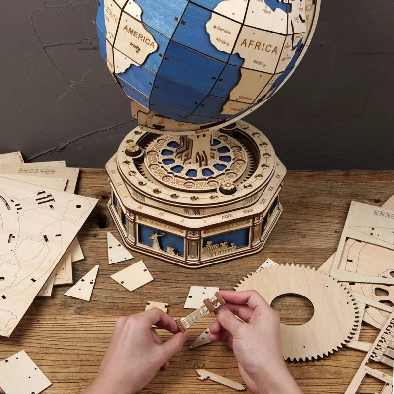 robotime globe earth 567pcs 3d wooden puzzle games ocean map ball assemble model toys xms gift for children boys dropshipping schmuckneu