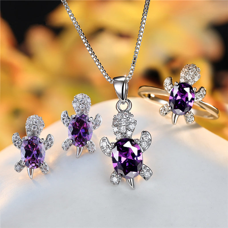 rainbow turtle necklace – schildkröten-kette mit zirkonia in 16 farben - lunastein