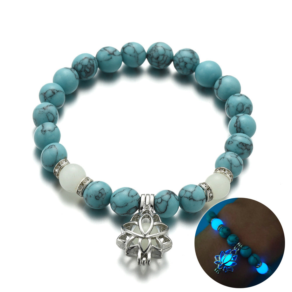 energy luminous lotus natural stone bracelet yoga healing luminous glow in the dark charm beads bracelet for men women prayer buddhism schmuckneu