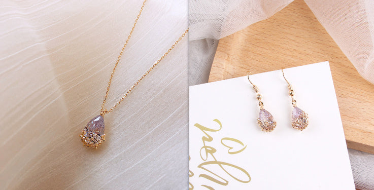 crystal water drop pendant necklace women's fine jewelry adjustable short accessories jewelry gift schmuckneu