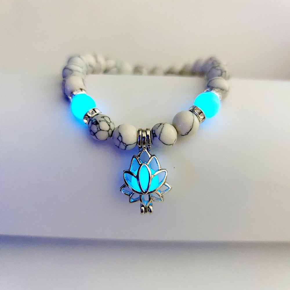 energy luminous lotus natural stone bracelet yoga healing luminous glow in the dark charm beads bracelet for men women prayer buddhism schmuckneu