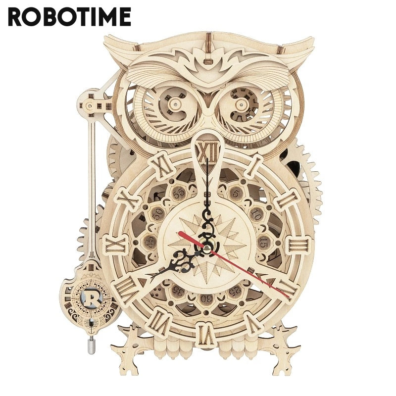 robotime rokr creative diy toys 3d owl wooden clock building block kits for children christmas gifts home decoration lk503 schmuckneu