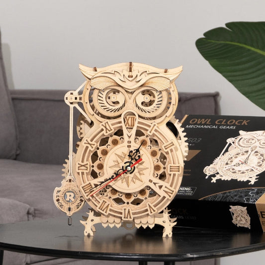 Robotime Rokr Creative DIY Toys 3D Owl Wooden Clock Building Block Kits For Children Christmas Gifts Home Decoration LK503 SchmuckNeu