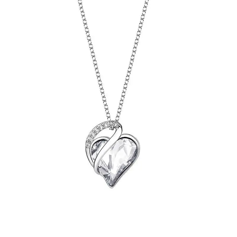 crystal embrace – herz-halskette aus 925er silber mit funkelndem zirkonia in 6 farben - lunastein