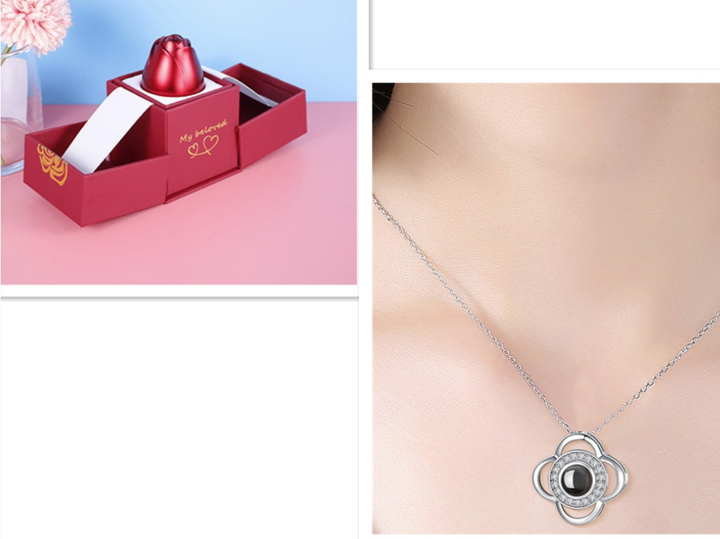 hot valentine's day gifts metal rose jewelry gift box necklace for wedding girlfriend necklace gifts schmuckneu