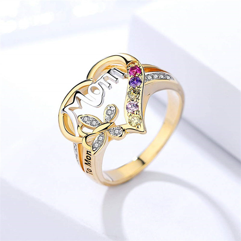 forever mom – herzring mit schmetterling & kristallen - lunastein