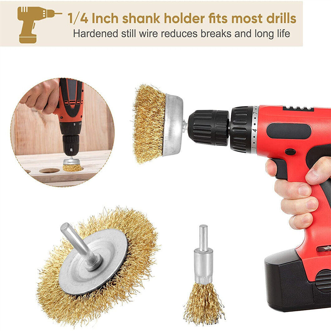 9pcs grinding brushes steel wire brush wire brushes set attachment for drilling machine