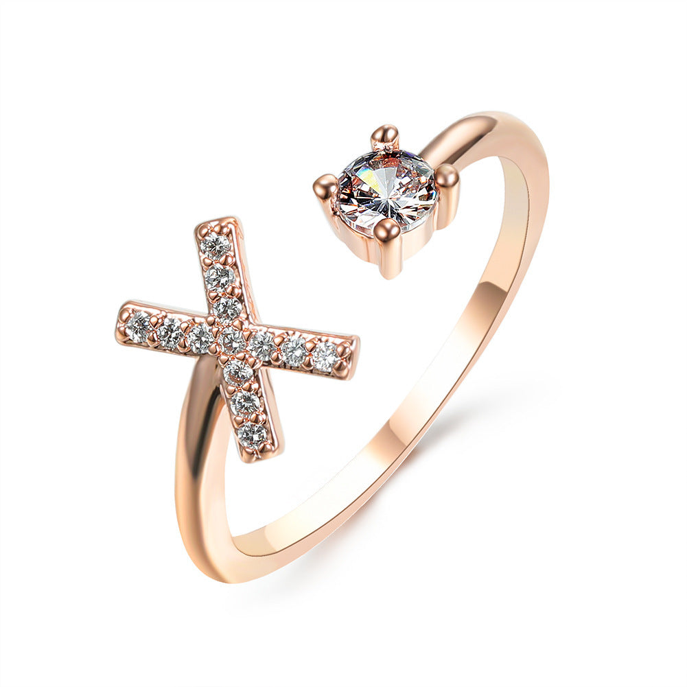 love letter – verstellbarer initialen-ring mit zirkonia in gold, silber oder roségold - lunastein