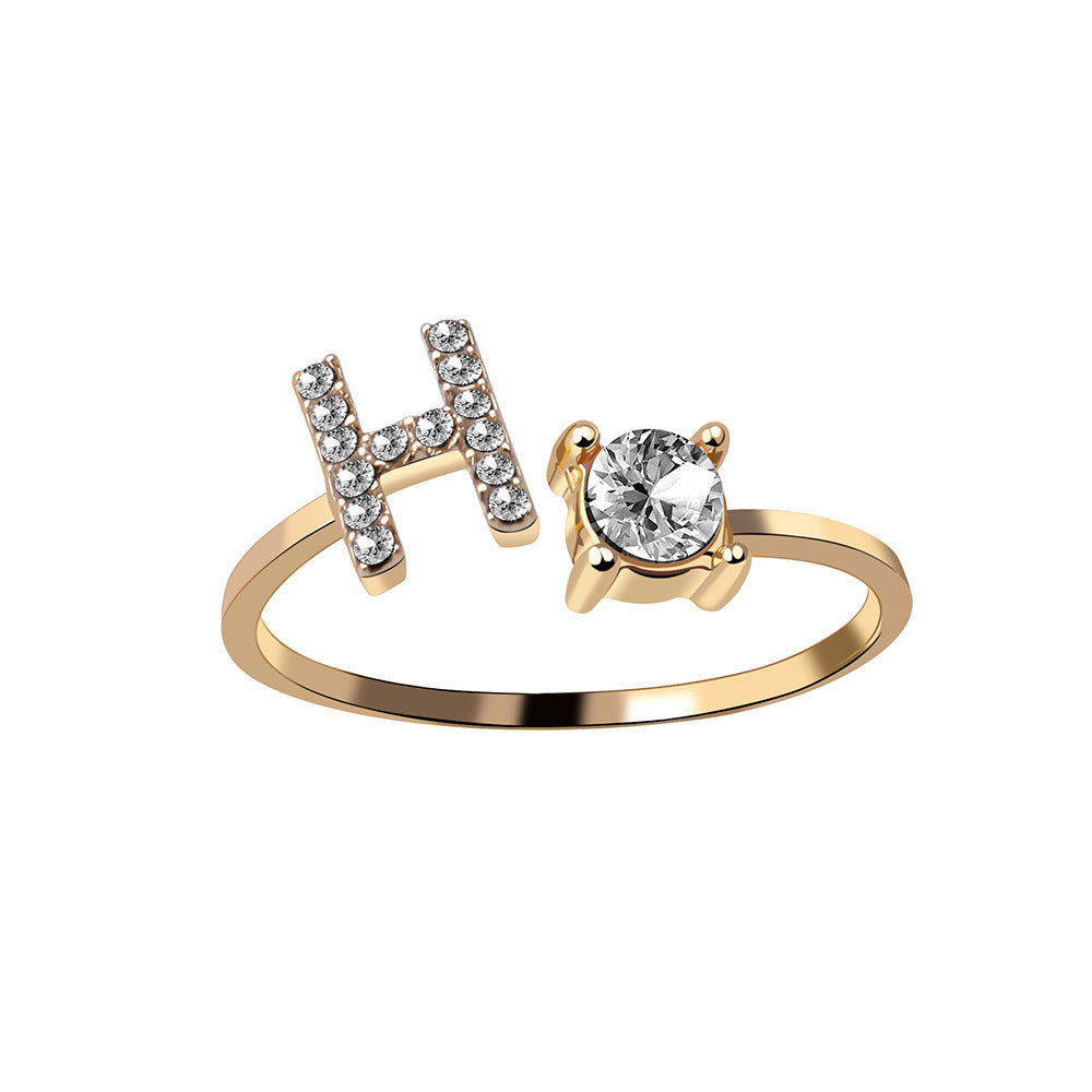 love letter – verstellbarer initialen-ring mit zirkonia in gold, silber oder roségold - lunastein