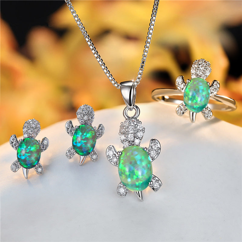 rainbow turtle necklace – schildkröten-kette mit zirkonia in 16 farben - lunastein