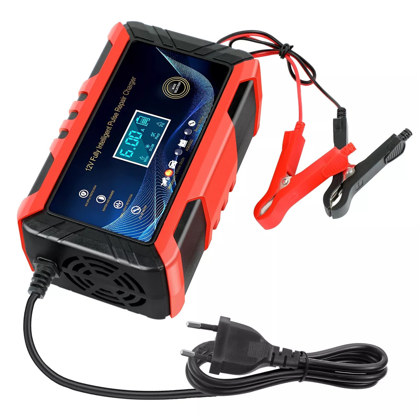 Car Intelligent Battery Charger Pulse Repair Trickle Charger 12V 6A Love Local Jewelry
