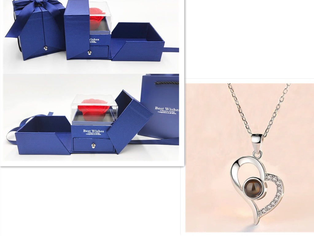 hot valentine's day gifts metal rose jewelry gift box necklace for wedding girlfriend necklace gifts schmuckneu