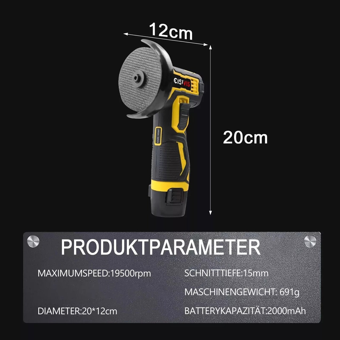 akku winkelschleifer mit 2 batterien trennschleifer schleifmaschine