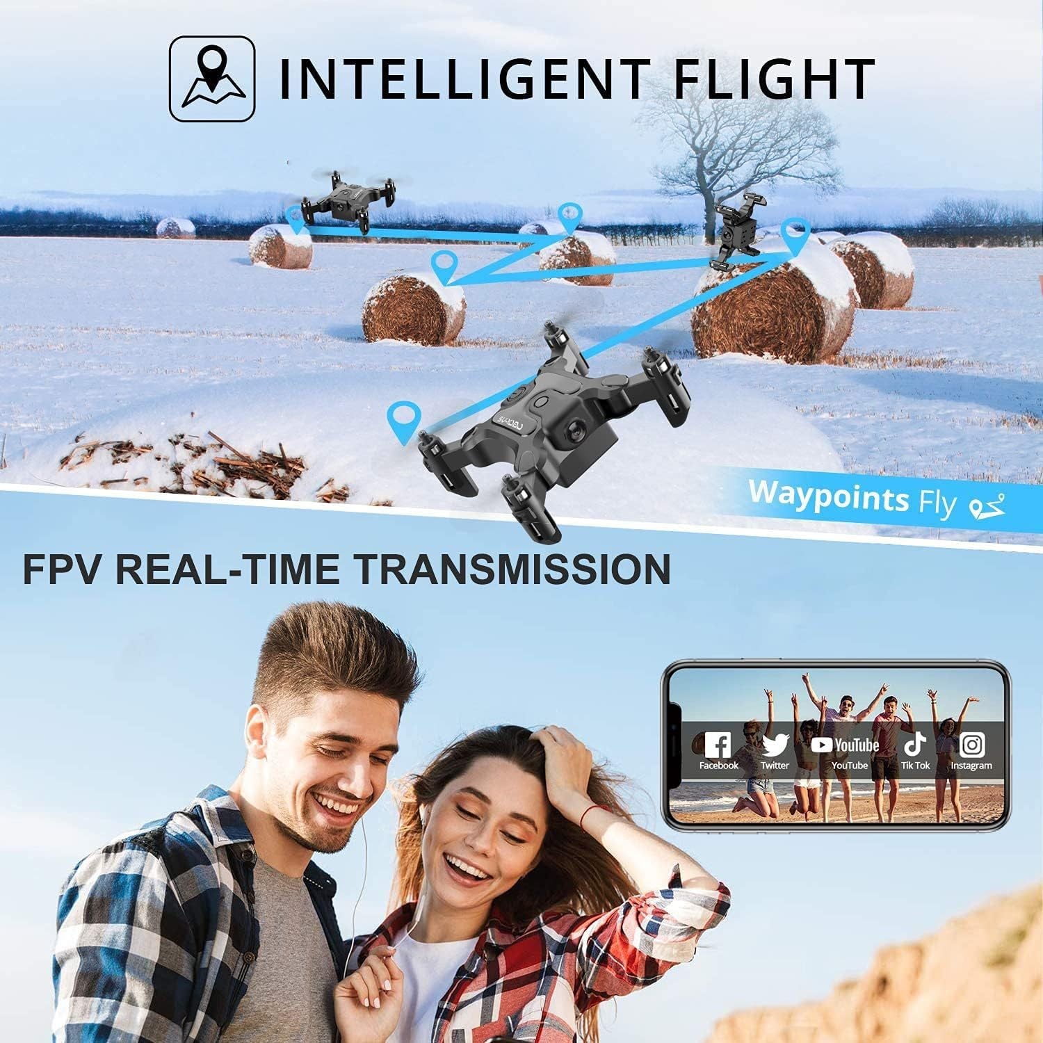 DE 4DRC V2 Mini Drone Selfie WIFI FPV With HD Camera Foldable Arm RC Quadcopter Toy SchmuckNeu