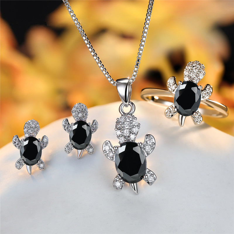 rainbow turtle necklace – schildkröten-kette mit zirkonia in 16 farben - lunastein