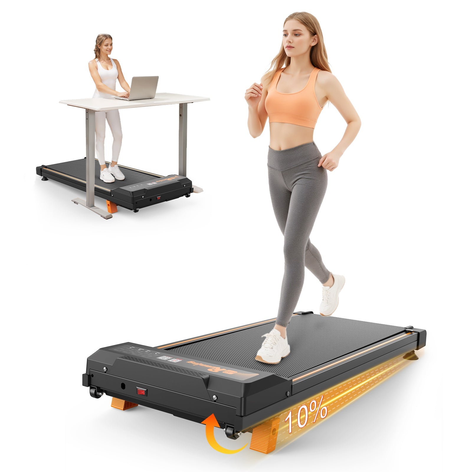 Walking Pad Treadmill For Home - Home Office Treadmills Under Desk Desk Treadmill Pad Quiet Portable Compact Treadmill Small Mini Treadmill LED Display Remote Control Treadmill Weight Of 120KG SchmuckNeu