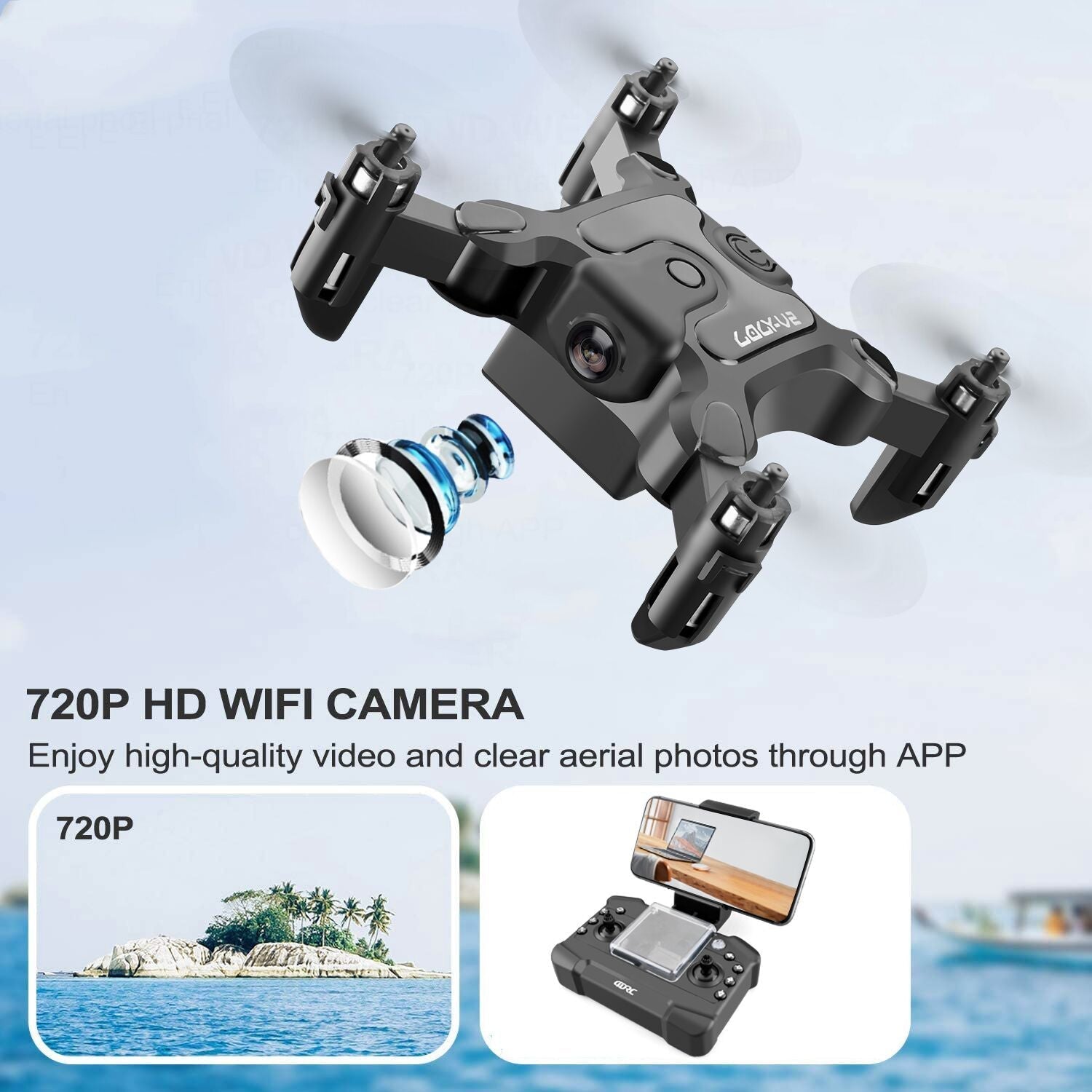 DE 4DRC V2 Mini Drone Selfie WIFI FPV With HD Camera Foldable Arm RC Quadcopter Toy SchmuckNeu