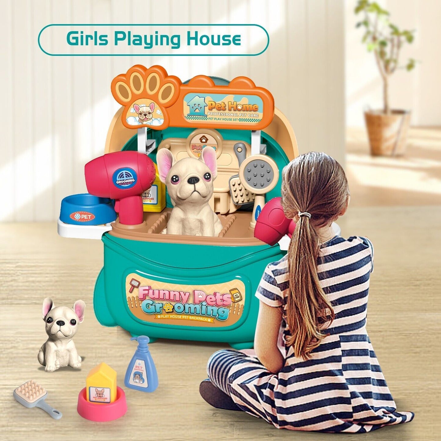 de 2025 new pet dog care play set doctor kit for kids 16 pcs pretend vet grooming toys,logistics is randomly dispatched by dhl,dpd,amazon logistics. love local jewelry