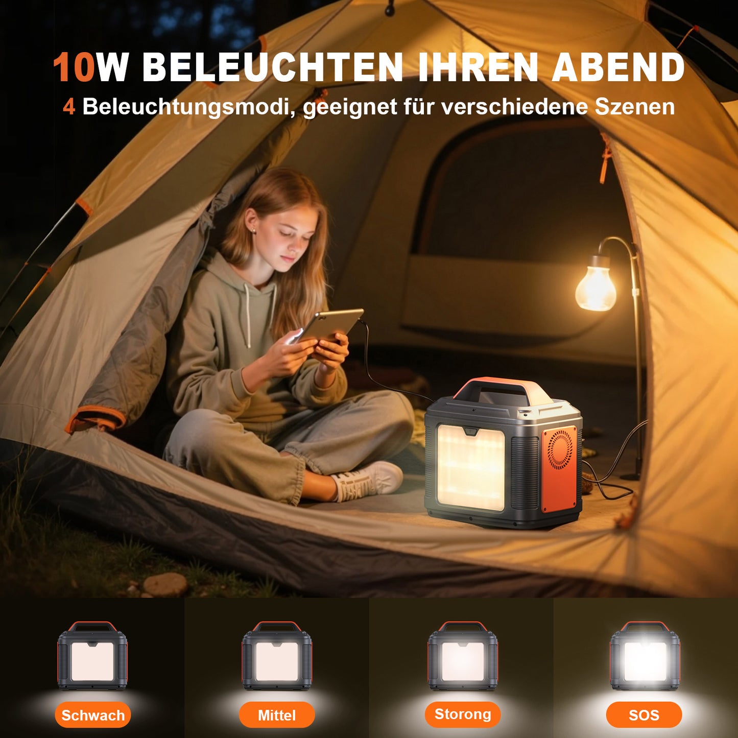 sbaoh portable power station,296 wh solar generator with 300 w output, mobile power supply for garden, travel, camping, motorhome, emergency