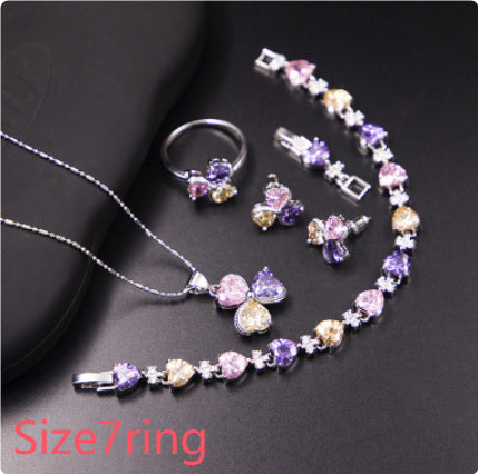 clover zircon diamond jewellery set women - lunastein