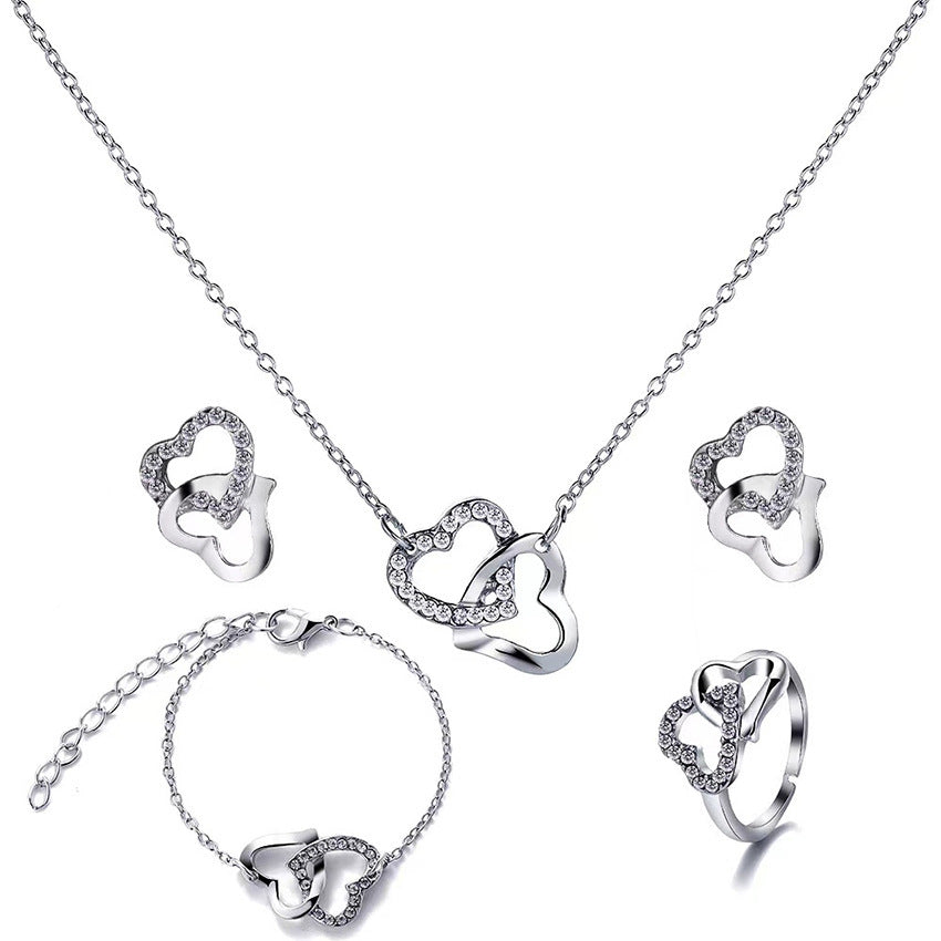 5pcs fashion butterfly pendants necklace earrings ring bracelet sets for women jewelry set bridal wedding jewelry gift - lunastein