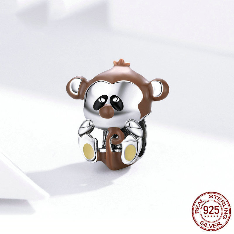 Little Monkey Charm 2025 – Tierischer Anhänger mit Emaille in 925 Silber - Lunastein