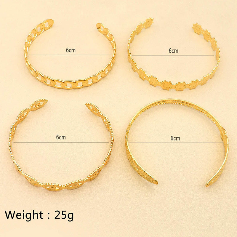women's flower chain leaf eye bracelet set - lunastein