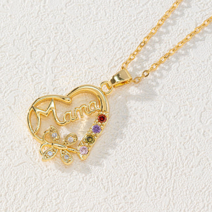 forever mom – herzring mit schmetterling & kristallen - lunastein