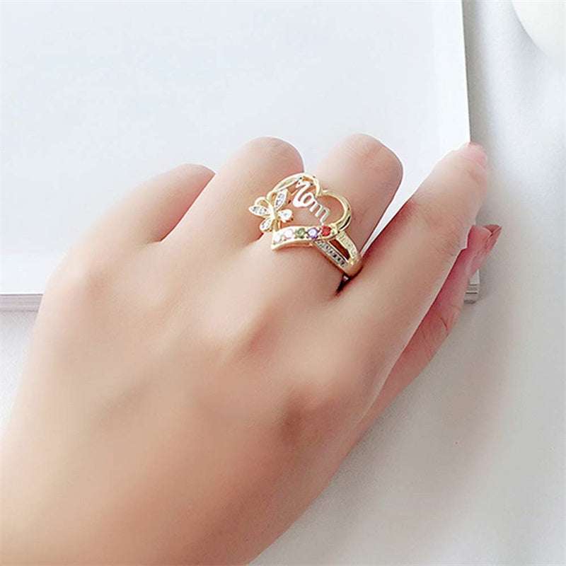 forever mom – herzring mit schmetterling & kristallen - lunastein