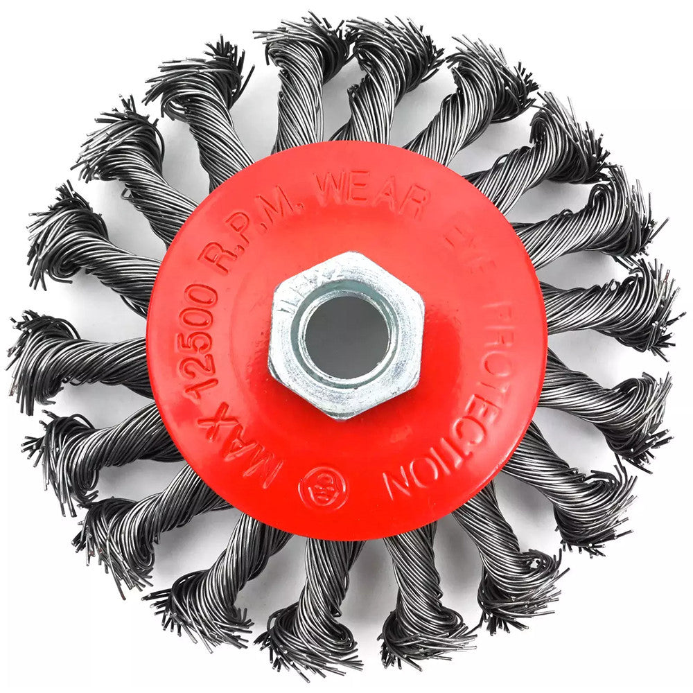 3x pot brush wire brush 125mm m14 knotted cone brush flex and angle grinder