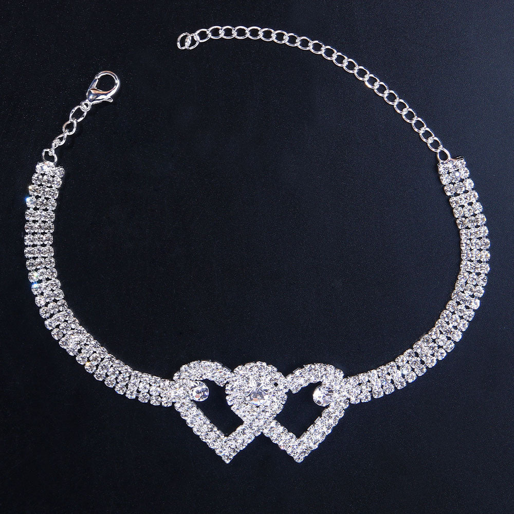 crystal hearts – 2-teiliges strass-fußkettchen mit doppelherz - lunastein - schmuck