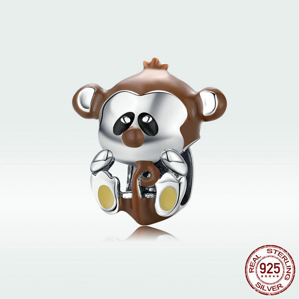 Little Monkey Charm 2025 – Tierischer Anhänger mit Emaille in 925 Silber - Lunastein