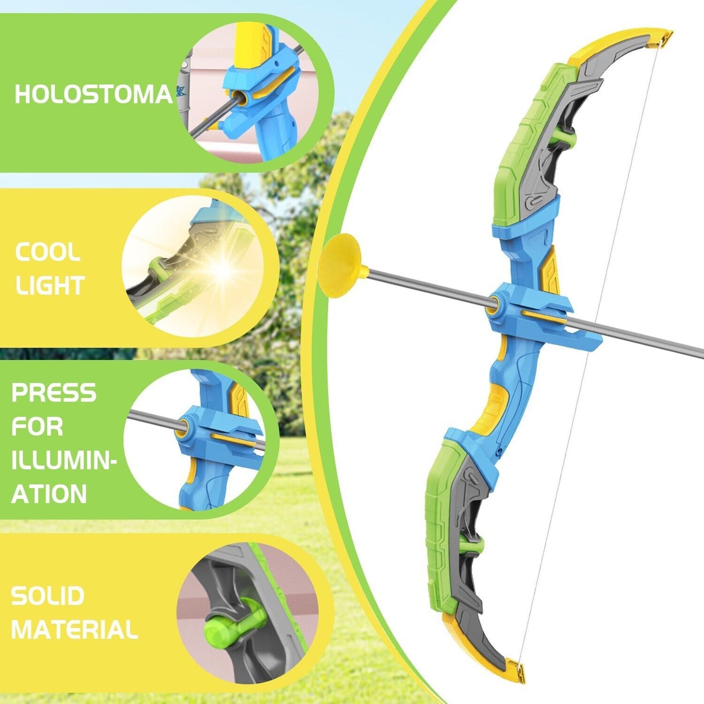 de bow & arrow toy set, led-lit archery toy,10 suction cup arrows, targets and arrow holders, indoor and outdoor children's toys suitable for boys and girls.logistics is randomly sent by dhl,dpd