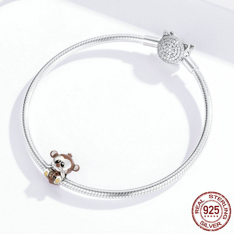 Little Monkey Charm 2025 – Tierischer Anhänger mit Emaille in 925 Silber - Lunastein