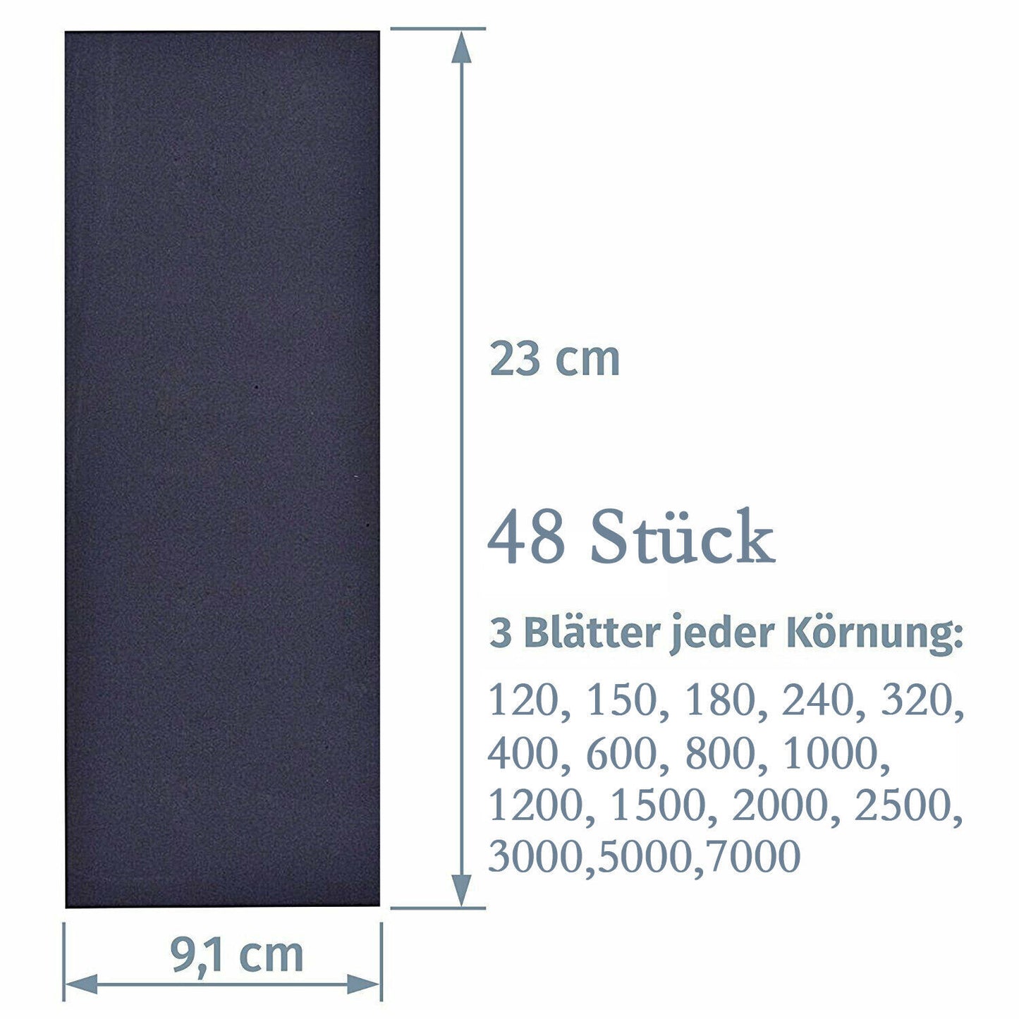 professional sandpaper set 120-7000 grit 48 pieces for wet and dry wooden furniture