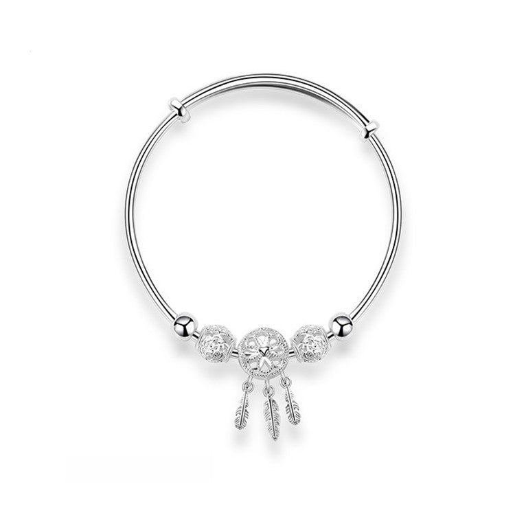traumfängerlicht – charm-armband in silberoptik mit federanhängern - lunastein