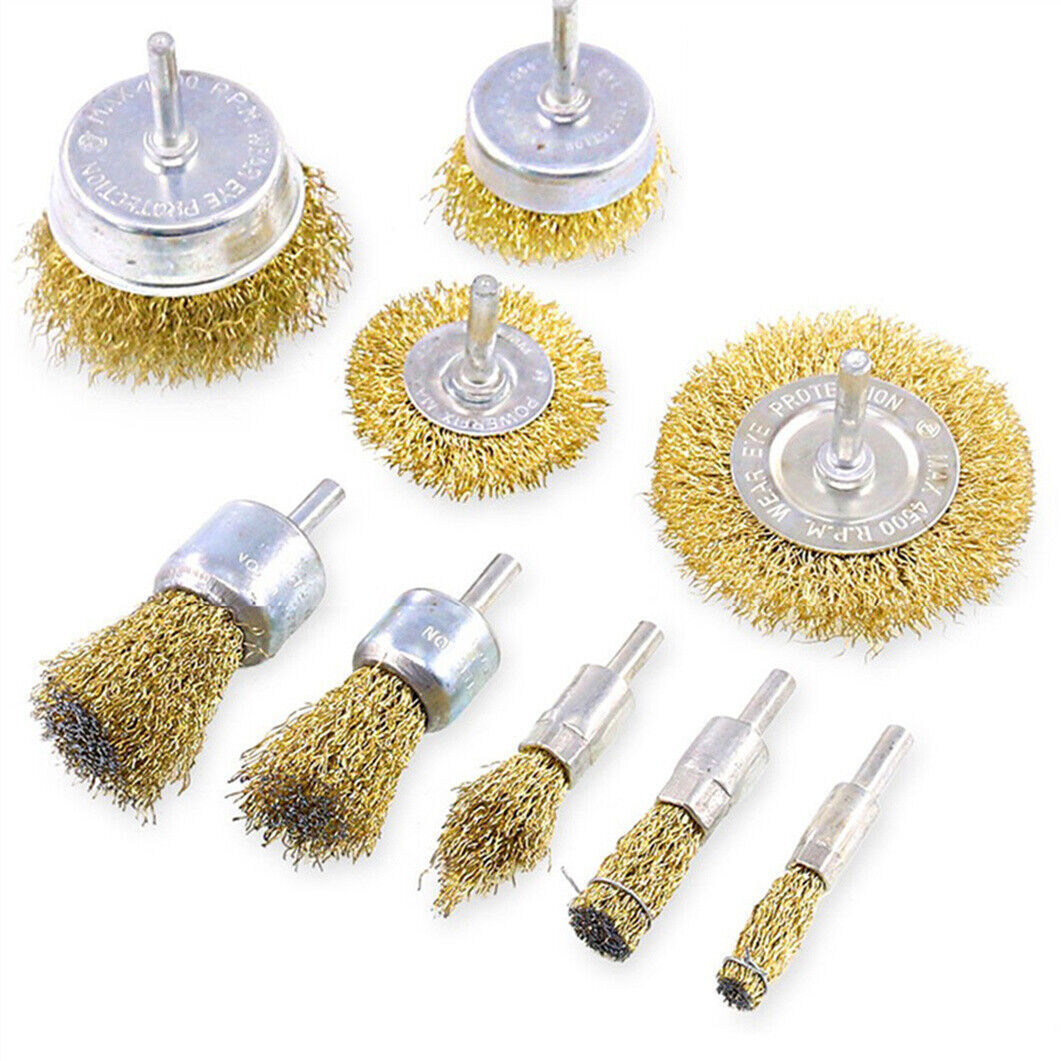 9pcs grinding brushes steel wire brush wire brushes set attachment for drilling machine