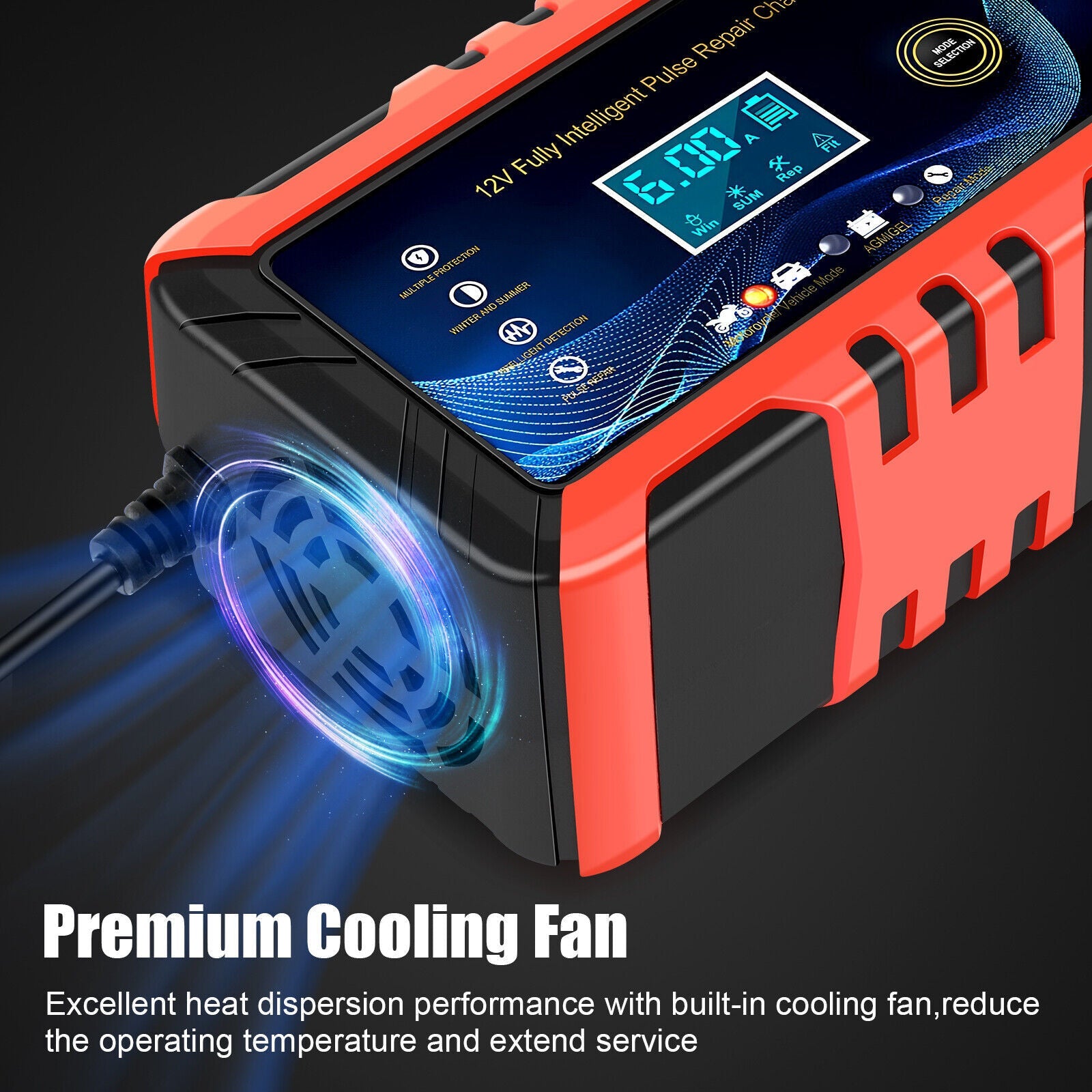 Car Intelligent Battery Charger Pulse Repair Trickle Charger 12V 6A Love Local Jewelry