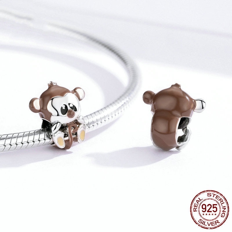Little Monkey Charm 2025 – Tierischer Anhänger mit Emaille in 925 Silber - Lunastein