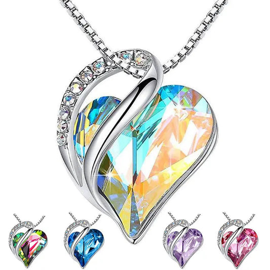 Crystal Embrace – Herz-Halskette aus 925er Silber mit funkelndem Zirkonia in 6 Farben - Lunastein