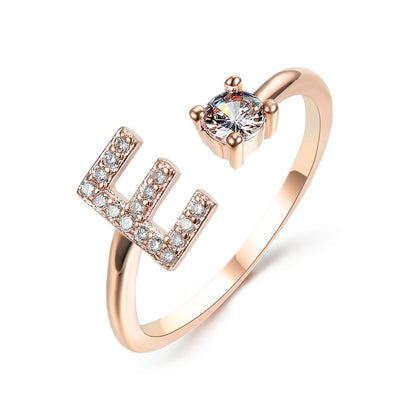 LOVE LETTER – Verstellbarer Initialen-Ring mit Zirkonia in Gold, Silber oder Roségold - Lunastein