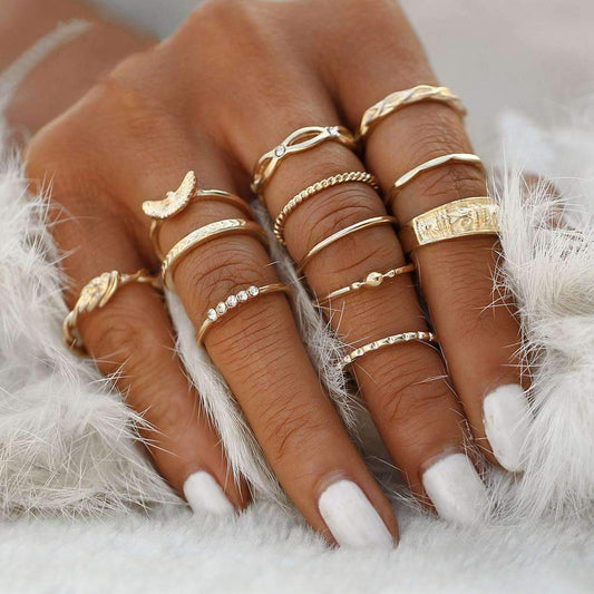 Solstice Shine – verschiedene Ring-Sets in Goldoptik mit Kristallbesatz - Lunastein - Schmuck