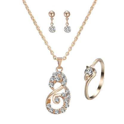 Heart Pendant Jewelry Set Rhinestone Jewellery - Lunastein