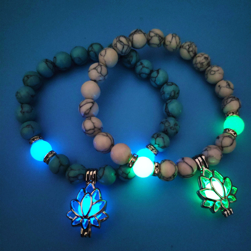 Energy Luminous Lotus Natural Stone Bracelet Yoga Healing Luminous Glow In The Dark Charm Beads Bracelet For Men Women Prayer Buddhism SchmuckNeu