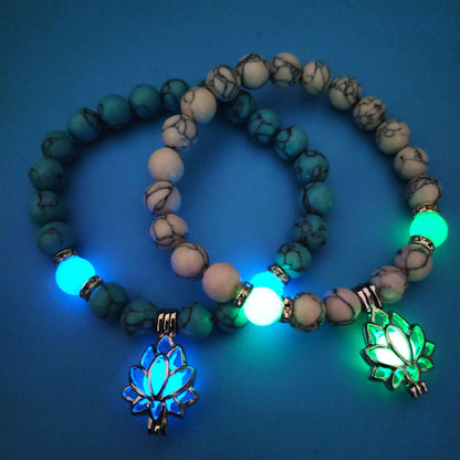 Energy Luminous Lotus Natural Stone Bracelet Yoga Healing Luminous Glow In The Dark Charm Beads Bracelet For Men Women Prayer Buddhism SchmuckNeu
