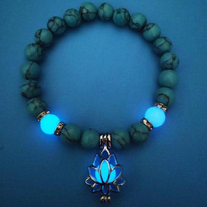 Energy Luminous Lotus Natural Stone Bracelet Yoga Healing Luminous Glow In The Dark Charm Beads Bracelet For Men Women Prayer Buddhism SchmuckNeu