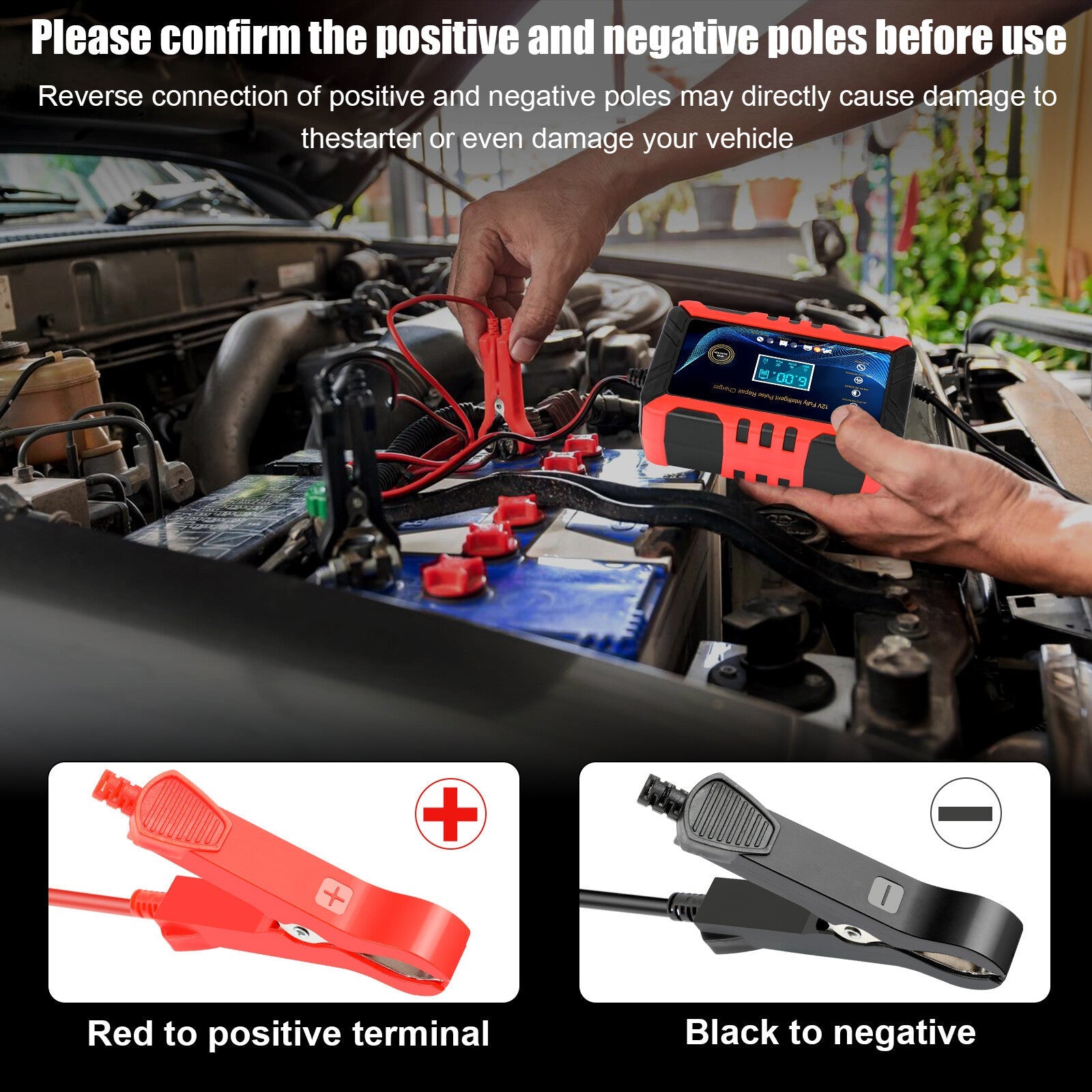 Car Intelligent Battery Charger Pulse Repair Trickle Charger 12V 6A Love Local Jewelry
